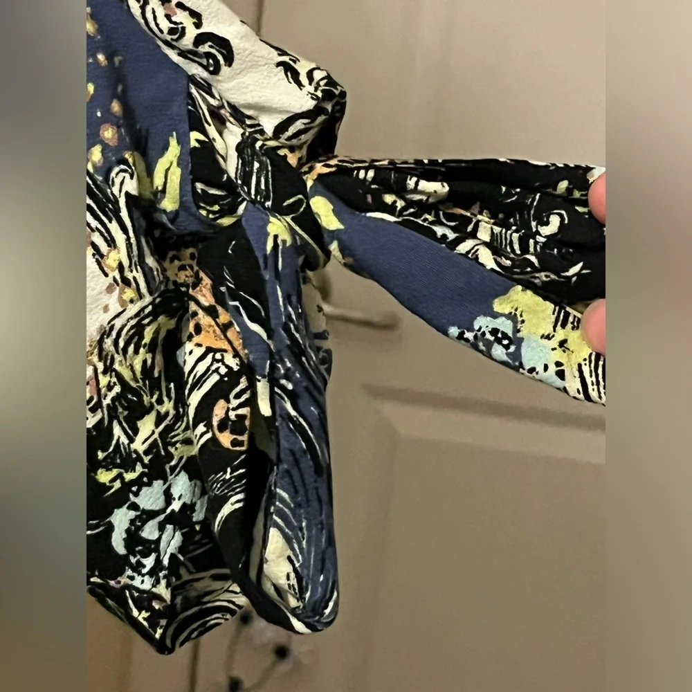 Free People Animal Patterned Long Sleeve Button Up Blouse - Picture 4 of 4